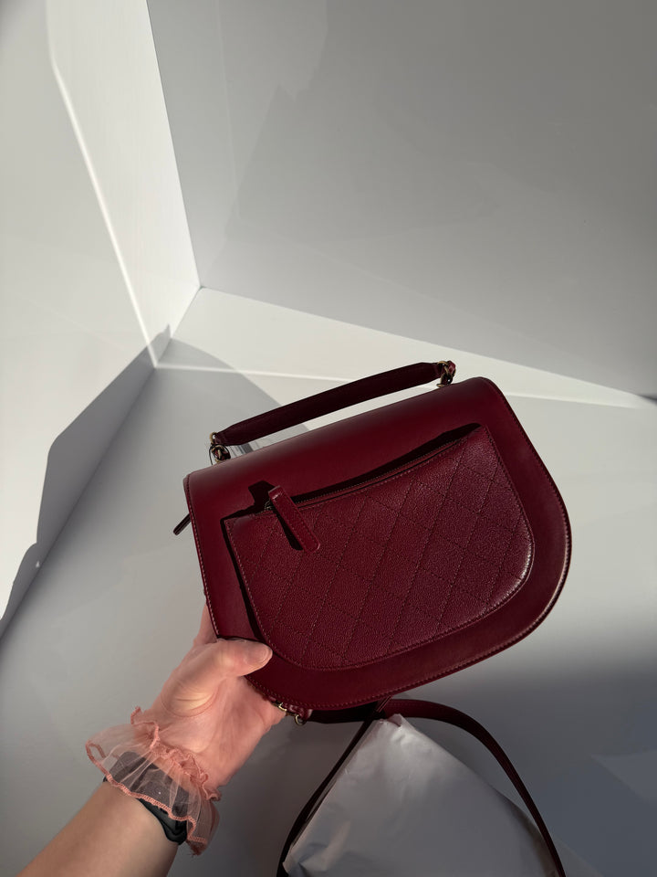 Chanel 17B Small Burgundy Coco Curve Messenger Flap Bag