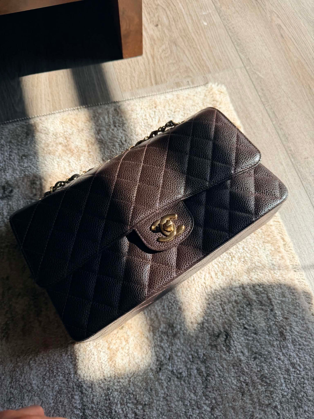 Chanel Medium Classic Flap Bag Caviar Brown 24K Plated Gold Hardware 2003