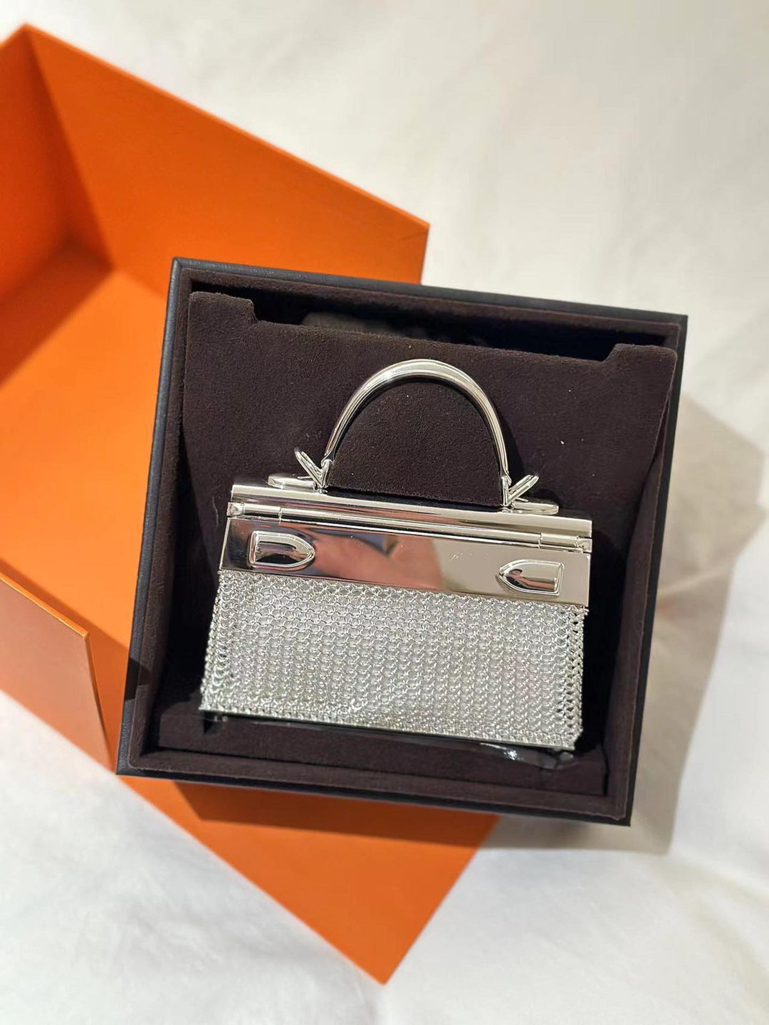 Hermes 2025 Hermès Kelly Sac Bijou Chaine in Sterling Silver Bag