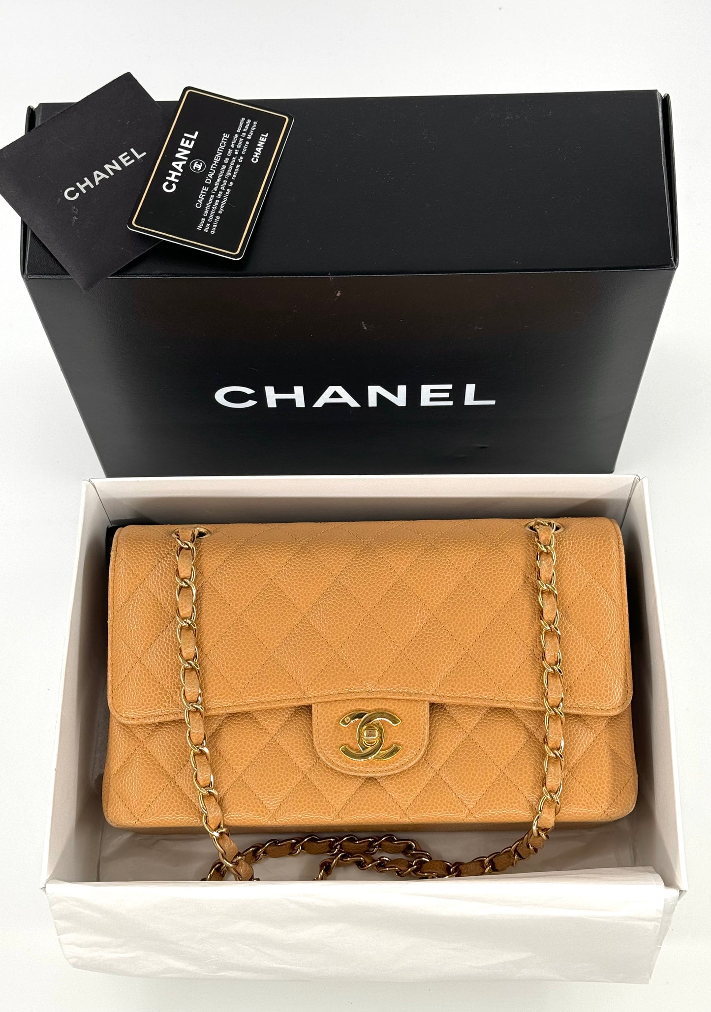 Chanel 2005 Medium Caramel Caviar Classic Flap