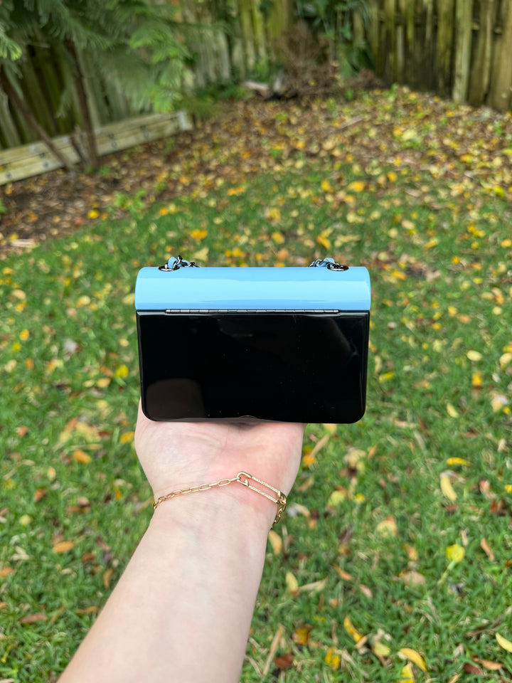 Chanel Blue Black Mini Evening Plexi Bag