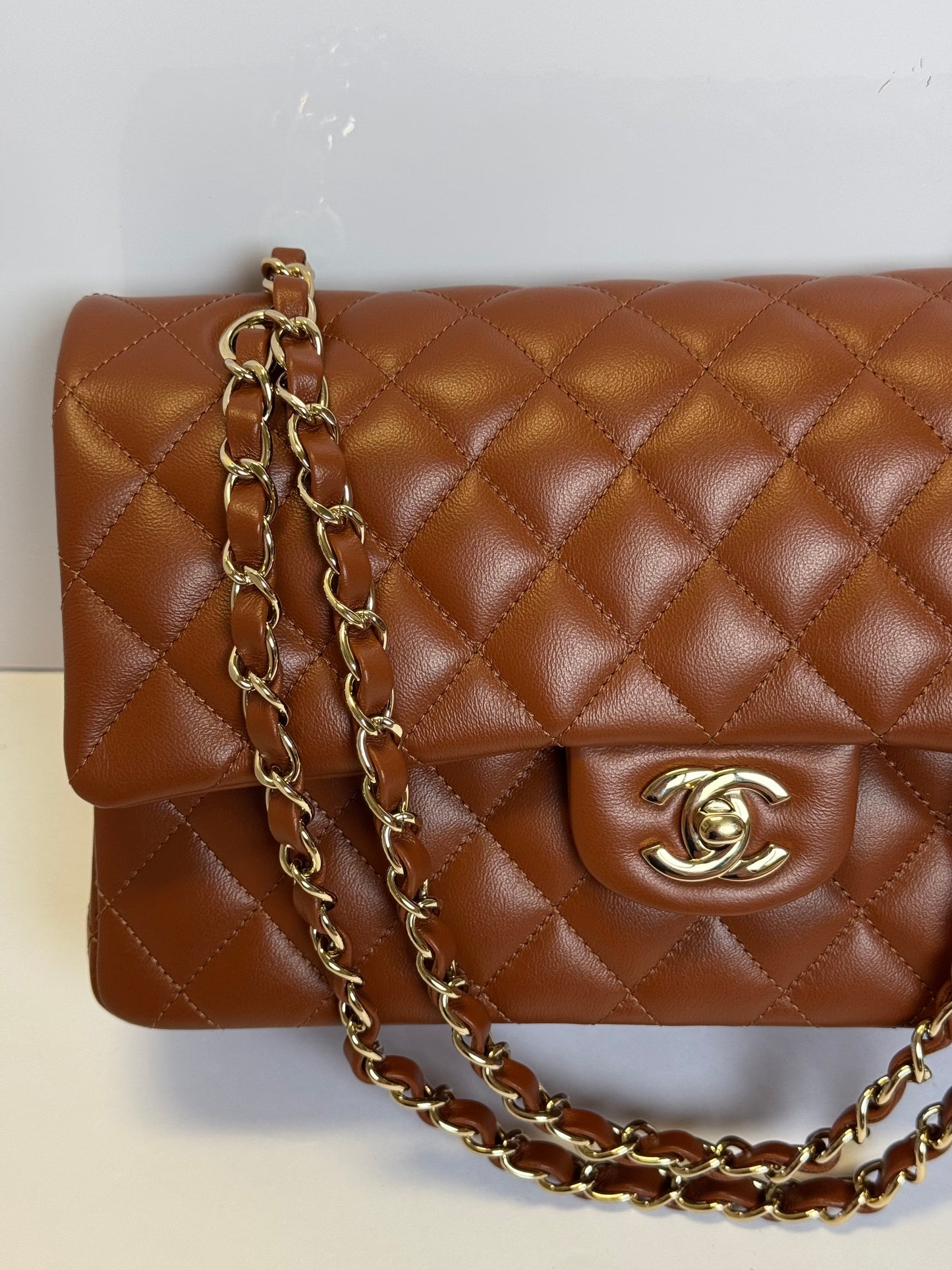 Chanel 21P Caramel Medium Lambskin Flap Bag