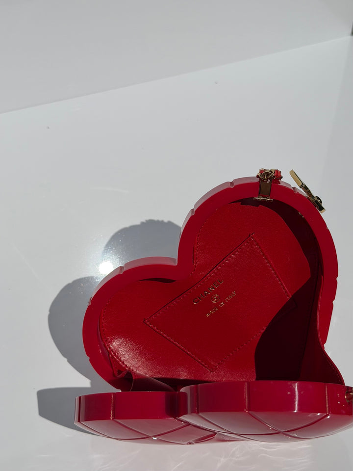 Chanel Heart Minaudiere Lucite Red Gold Hardware 2002