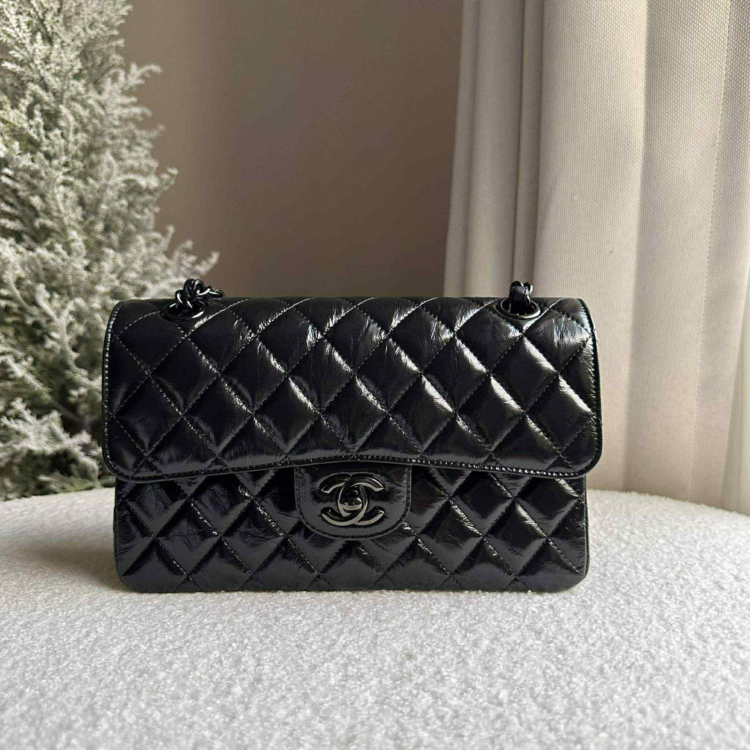 Chanel SO BLACK Small Crumpled Calfskin Double Flap Bag