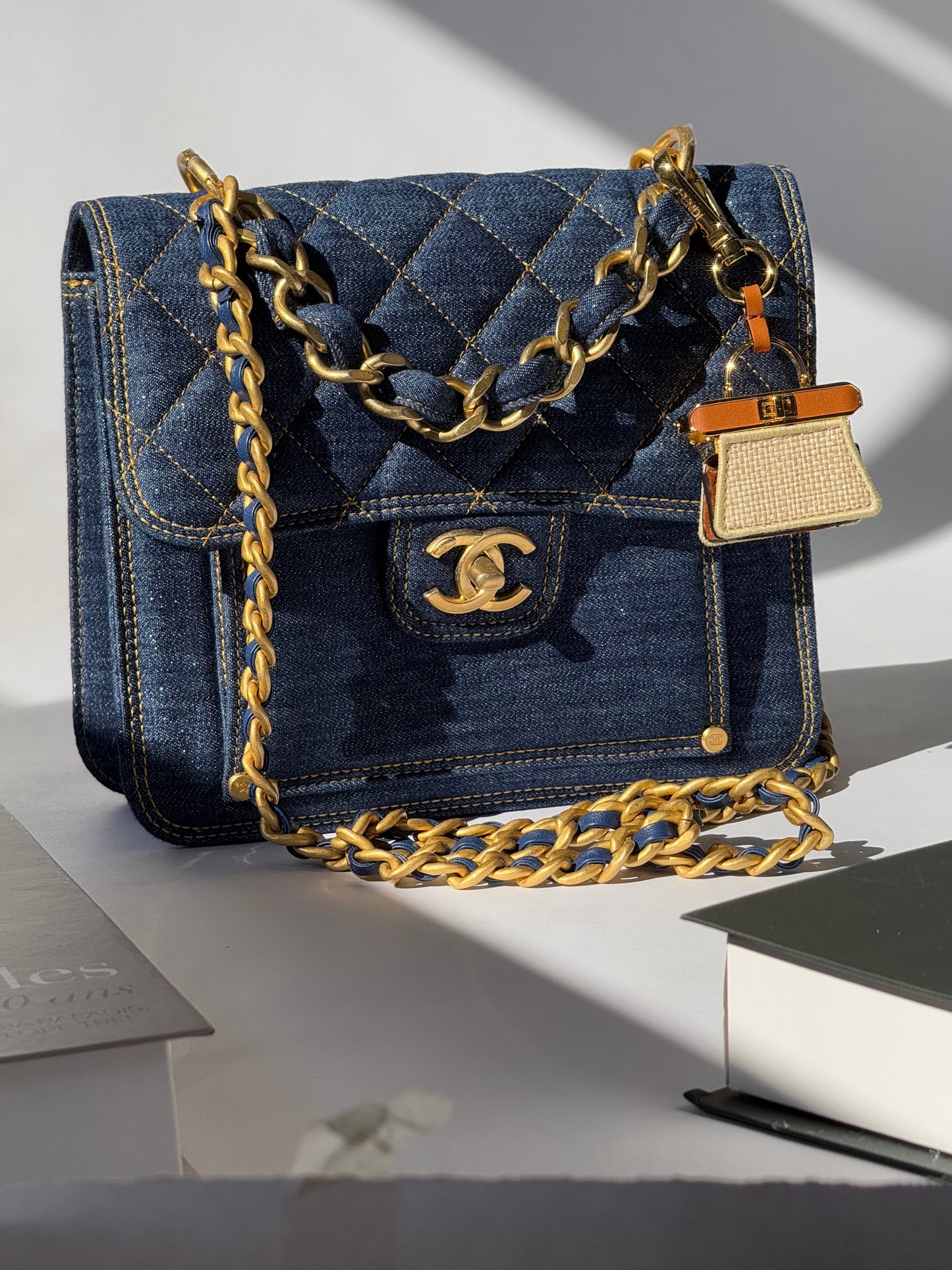 Chanel 23A Blue Denim Double You Crossbody