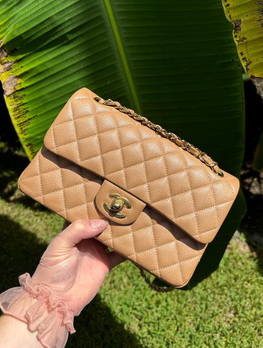 Chanel 18S Small Dark Beige Caviar Double Flap