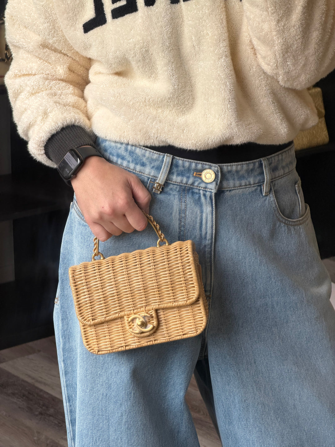 Chanel Braided Mini CC Top Handle Tan Rattan Gold Hardware 2025/26 Cruise