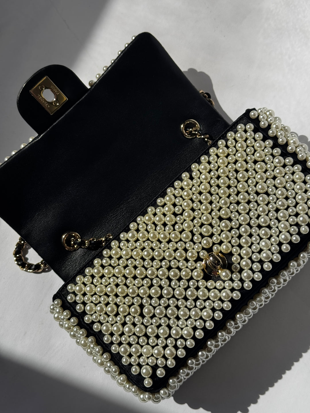 Chanel 19S Pearl Embellished Mini Rectangular Flap Bag