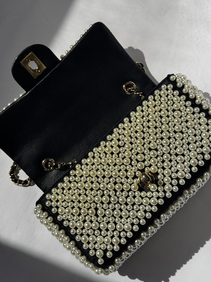 Chanel 19S Pearl Embellished Mini Rectangular Flap Bag