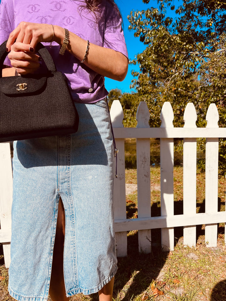 Chanel Vintage Medium Black Rope Kelly Top Handle