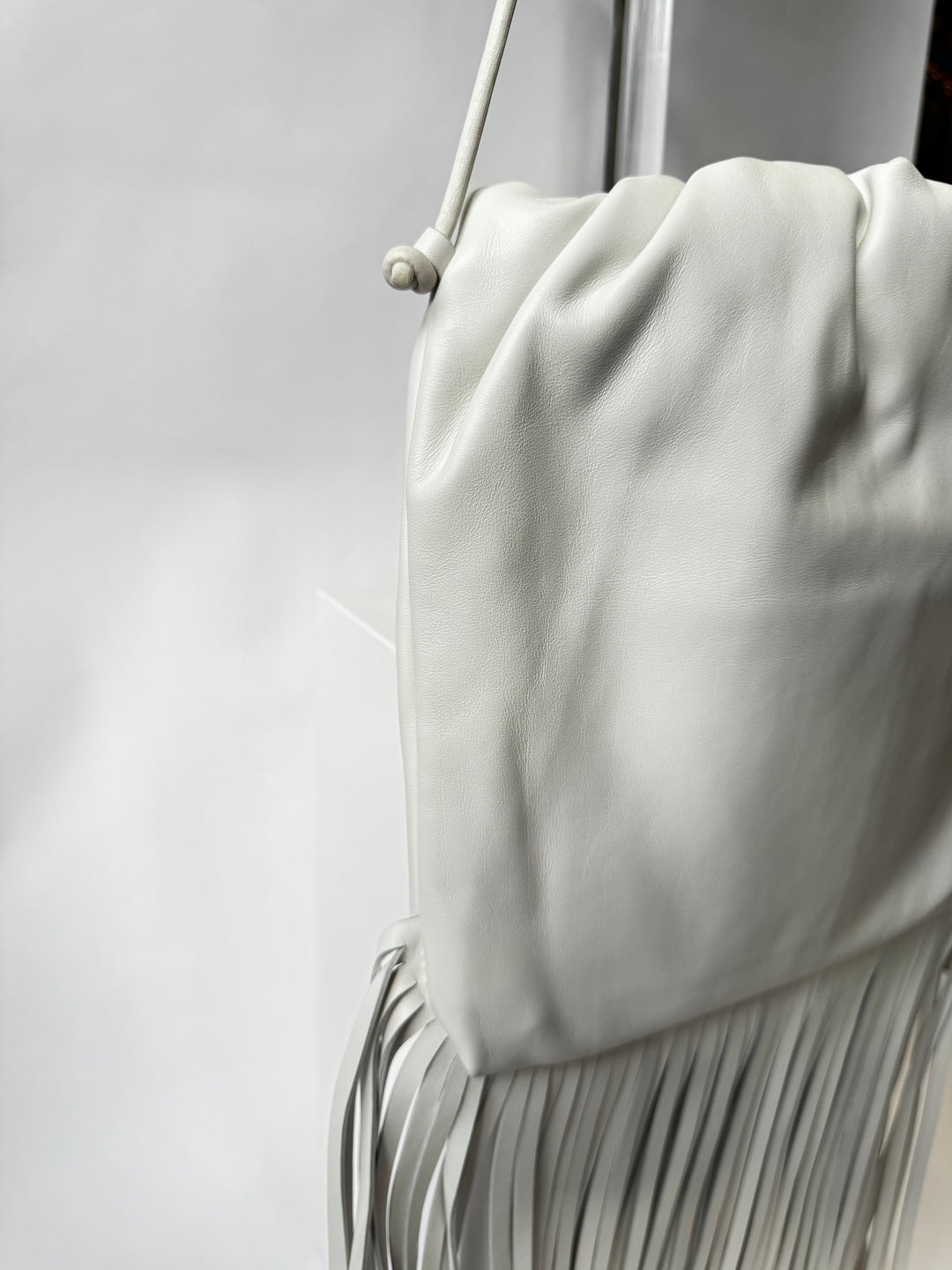 Bottega Veneta White Nappa Fringe Shoulder Bag