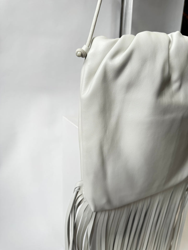Bottega Veneta White Nappa Fringe Shoulder Bag