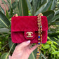 Chanel Red Mini Velvet Enamel Flap Bag