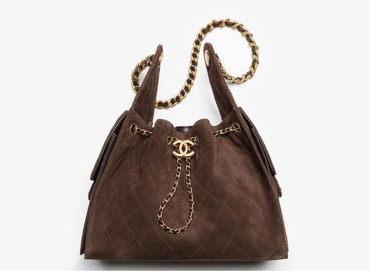 Chanel 25 Brown Suede Small Hobo Bag
