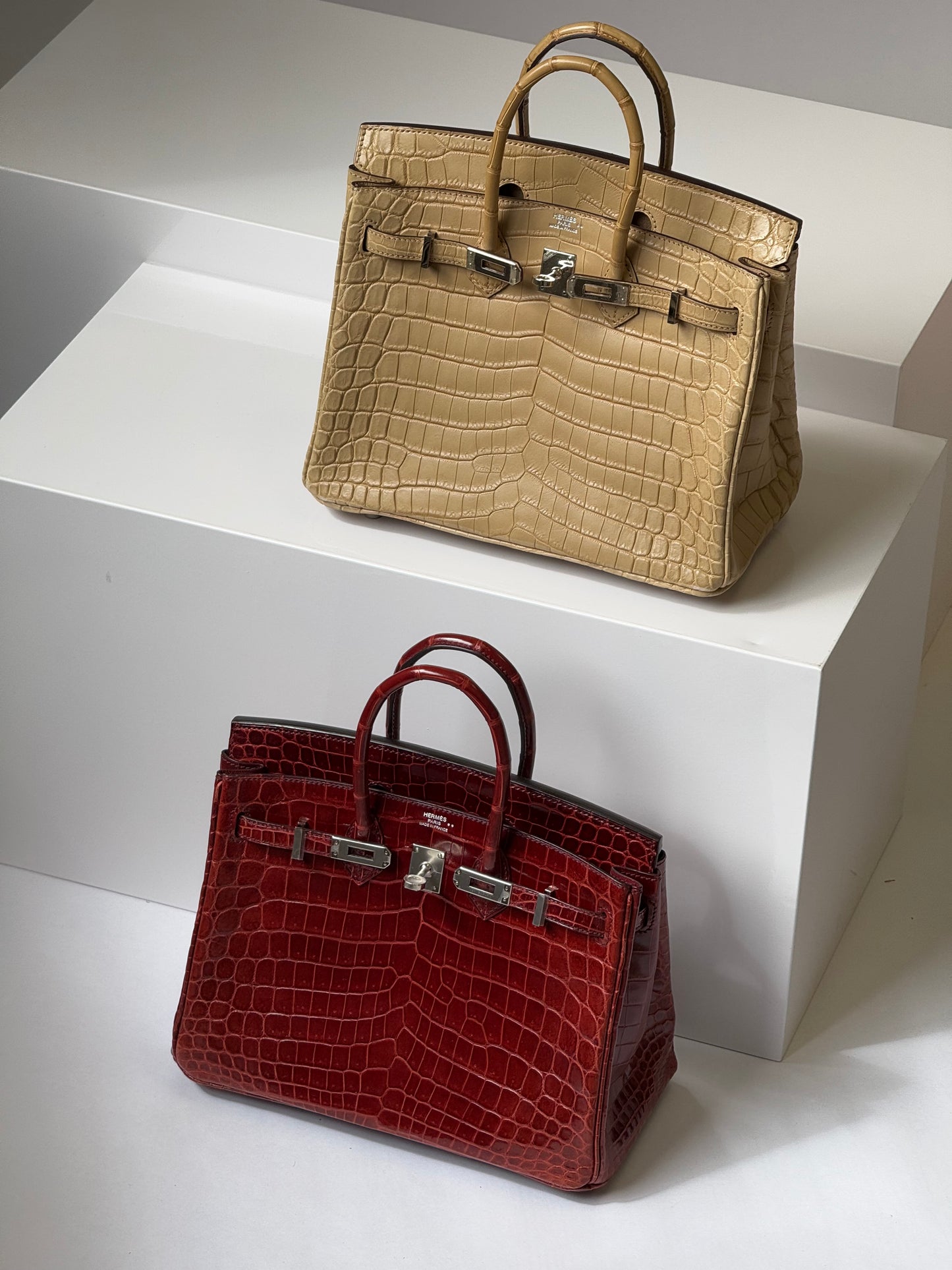 Hermes Matte Crocodile Poussiere Birkin 25 PHW