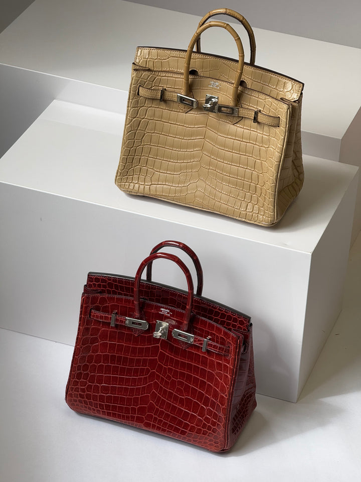 Hermes Matte Crocodile Poussiere Birkin 25 PHW