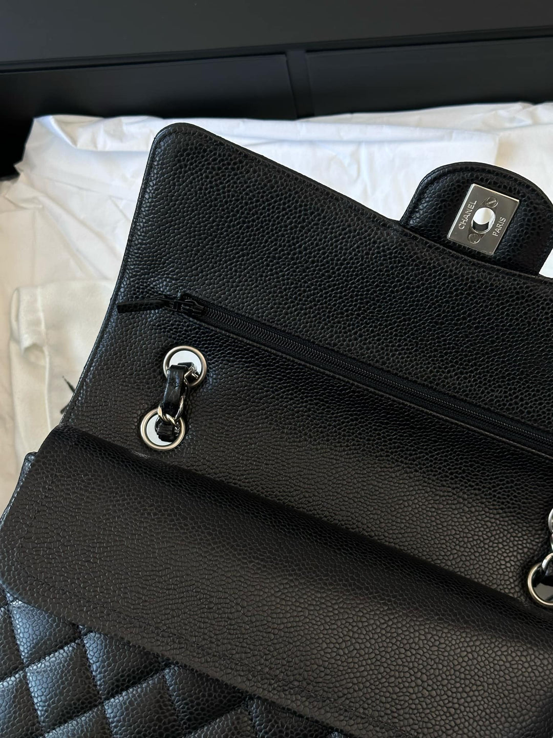 Chanel Black Medium Caviar Double Flap Bag SHW