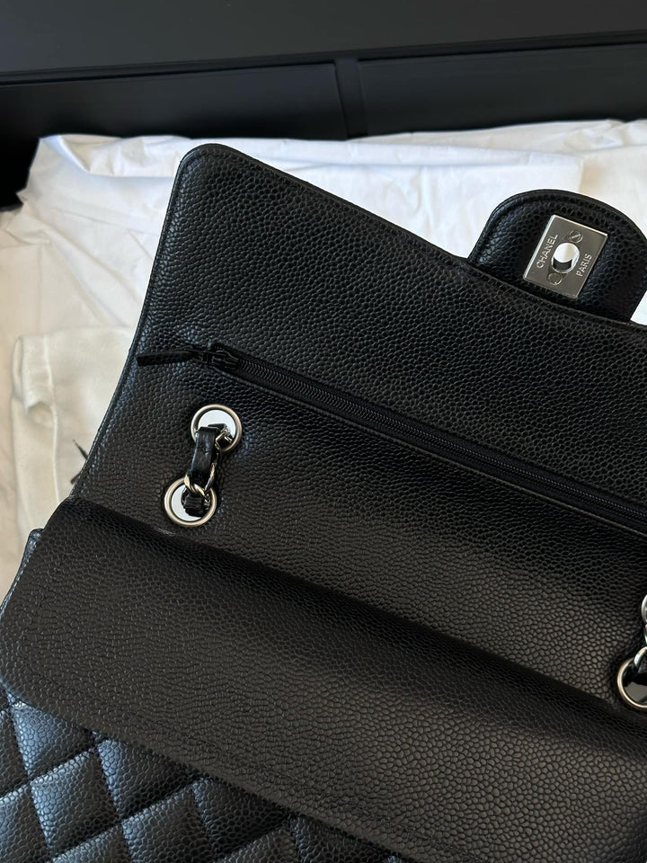 Chanel Black Medium Caviar Double Flap Bag SHW