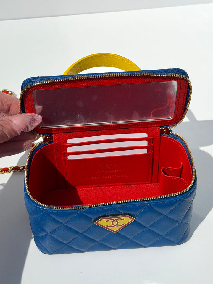 Chanel Superman Long Vanity With Chain Blue Lambskin Gold Hardware Métiers d’Art 2026