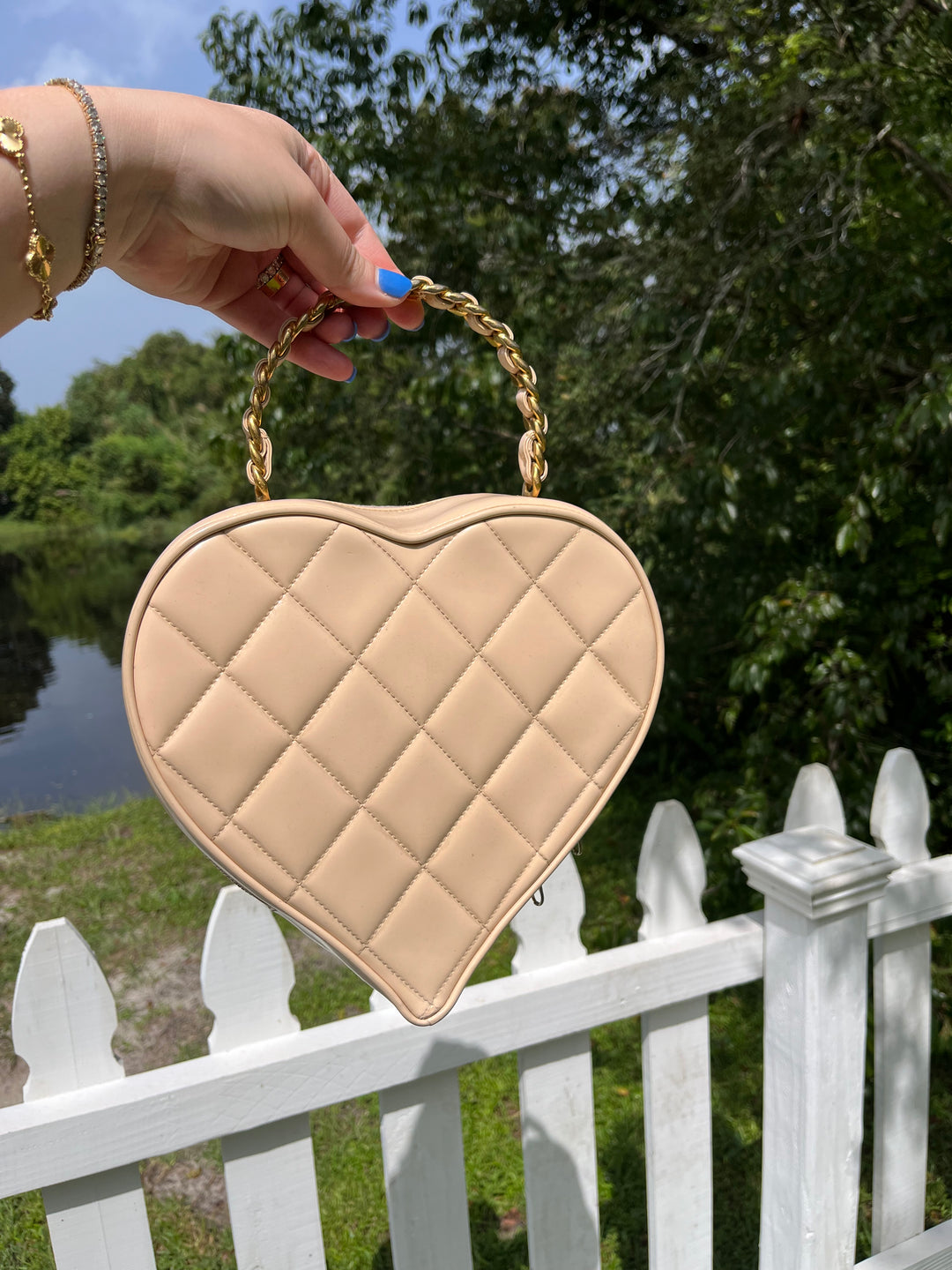 Chanel 1995 CC Beige Heart Vanity Bag