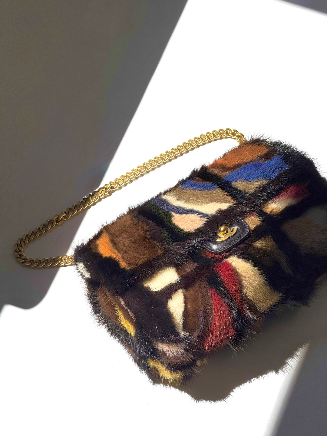 Chanel Multicolor Medium Mink Fur Single Flap Bag