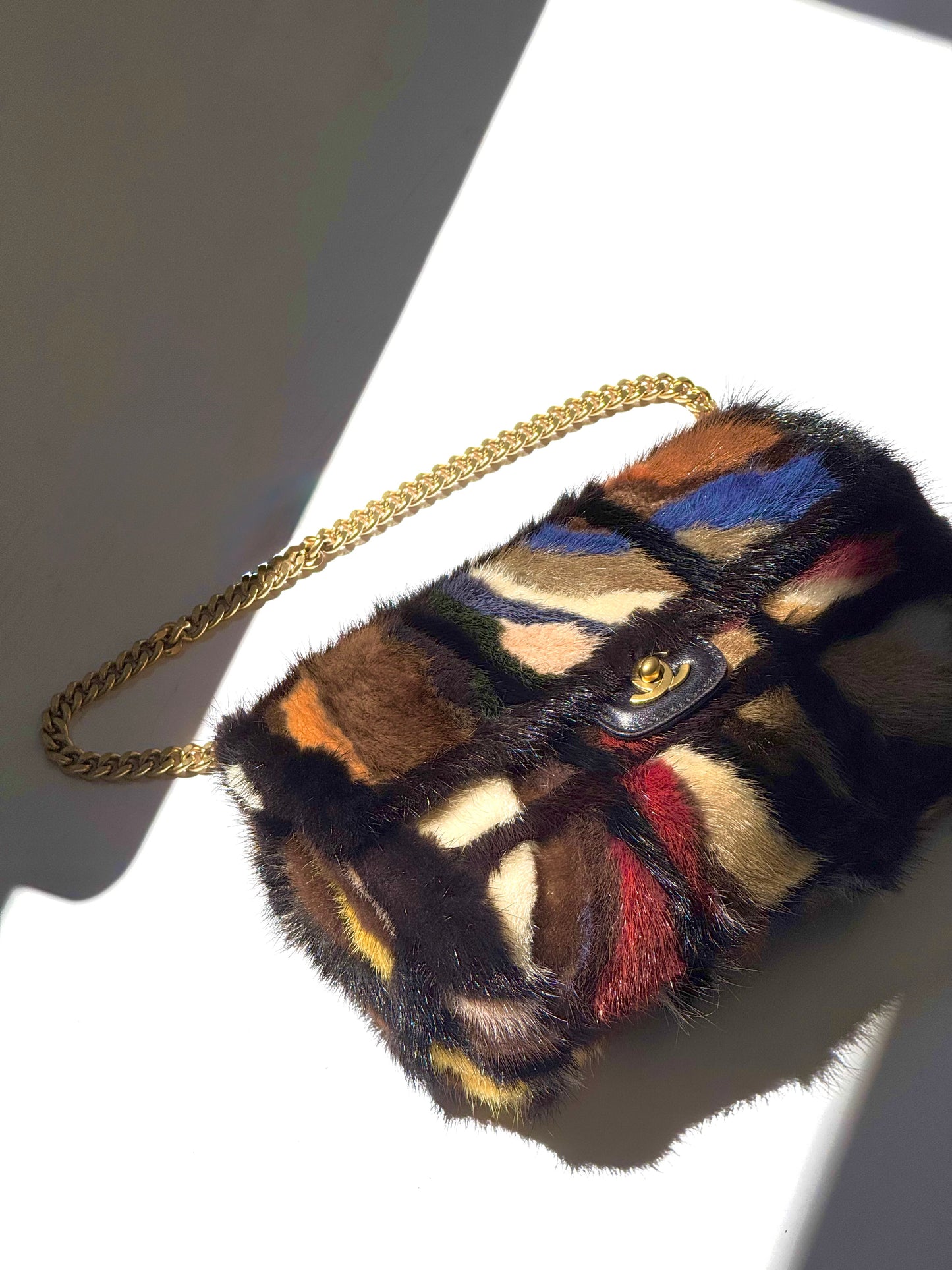 Chanel Multicolor Medium Mink Fur Single Flap Bag