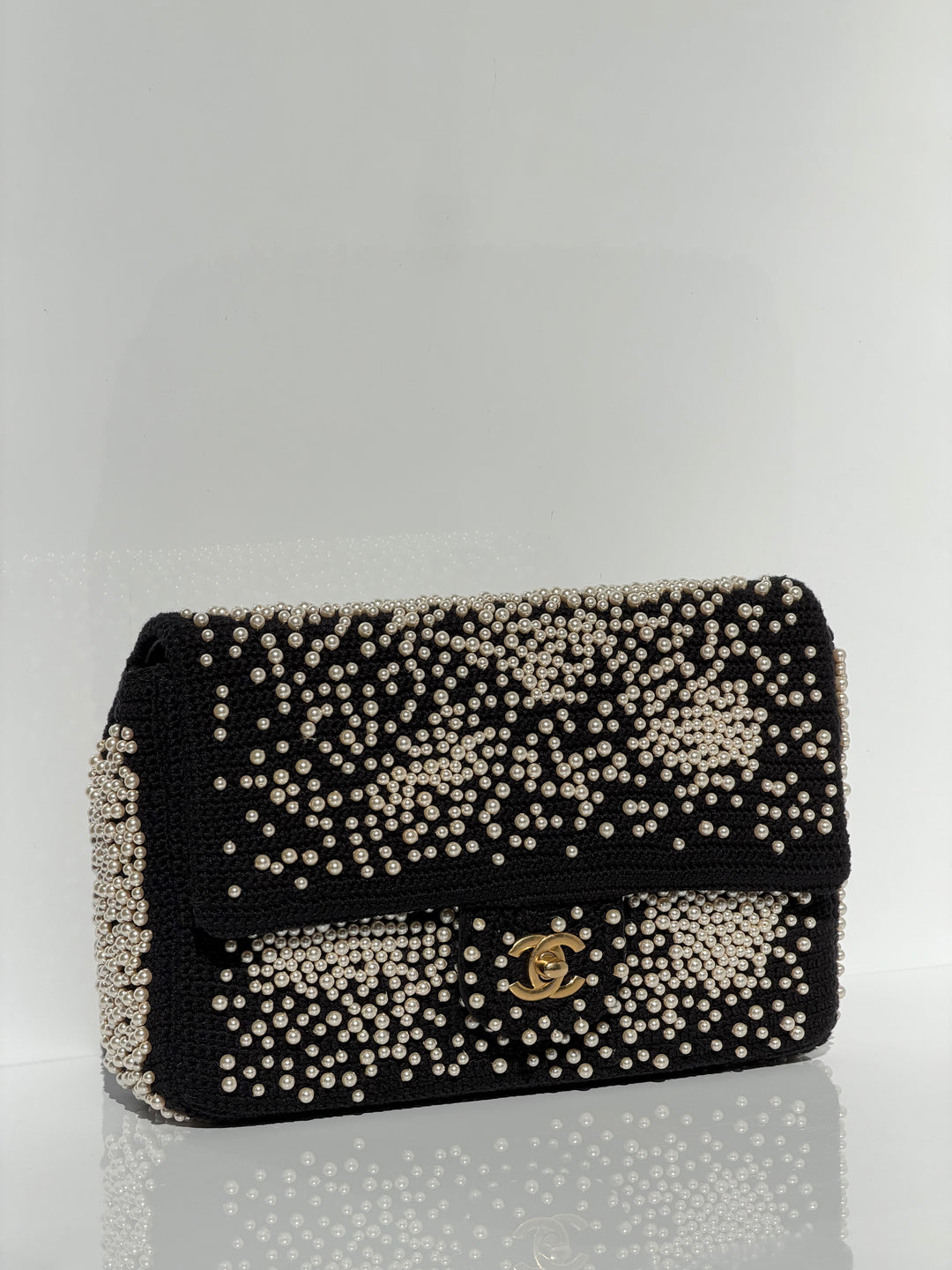 Chanel 17C Medium Flap Bag Pearl Embellished Gold Hardware 2017
