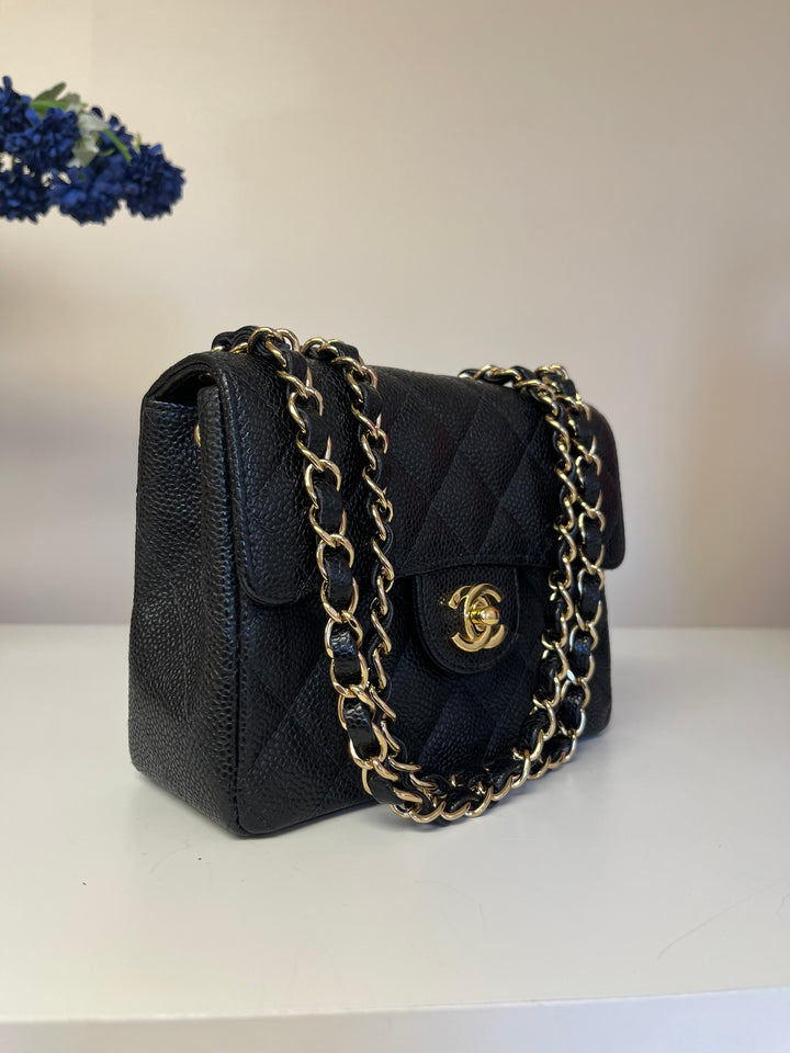 Chanel Black Caviar Vintage Mini Square Flap Bag