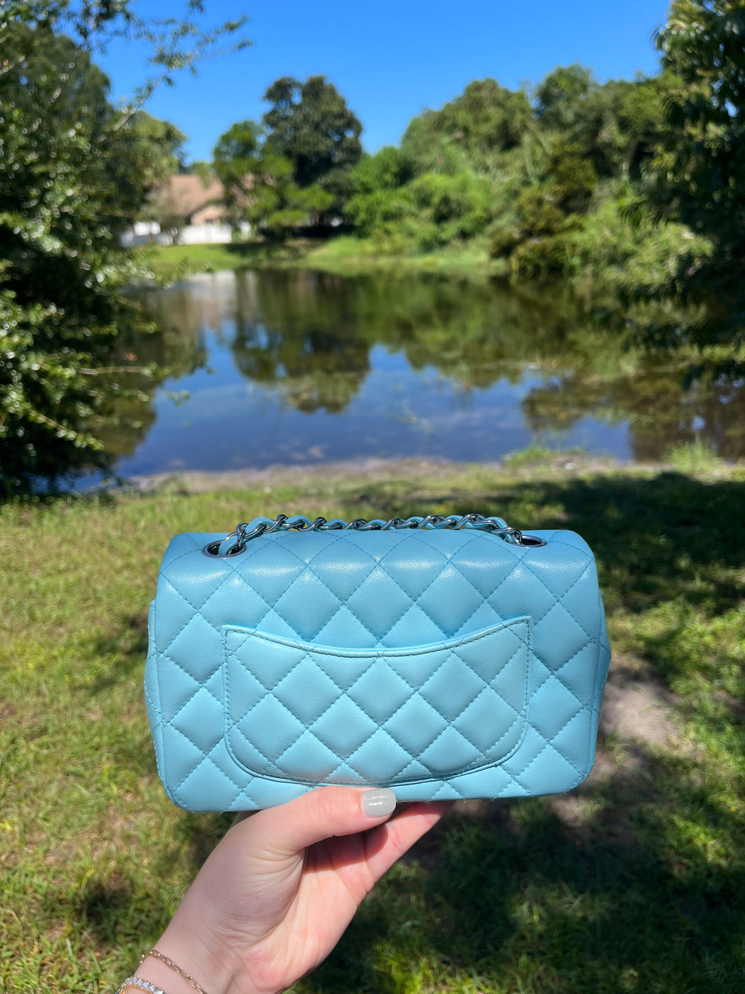 Chanel 21S Blue Neon Mini Flap