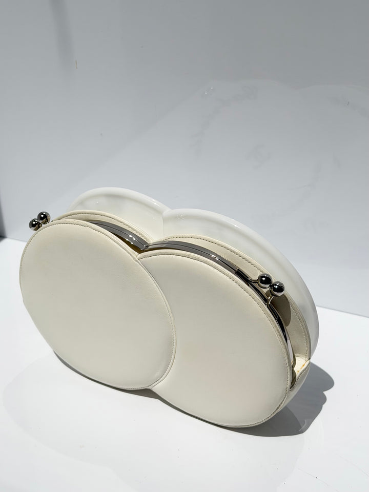 Chanel White Plexiglass Brasserie Gabrielle Plate Minaudière Silver Hardware 2015