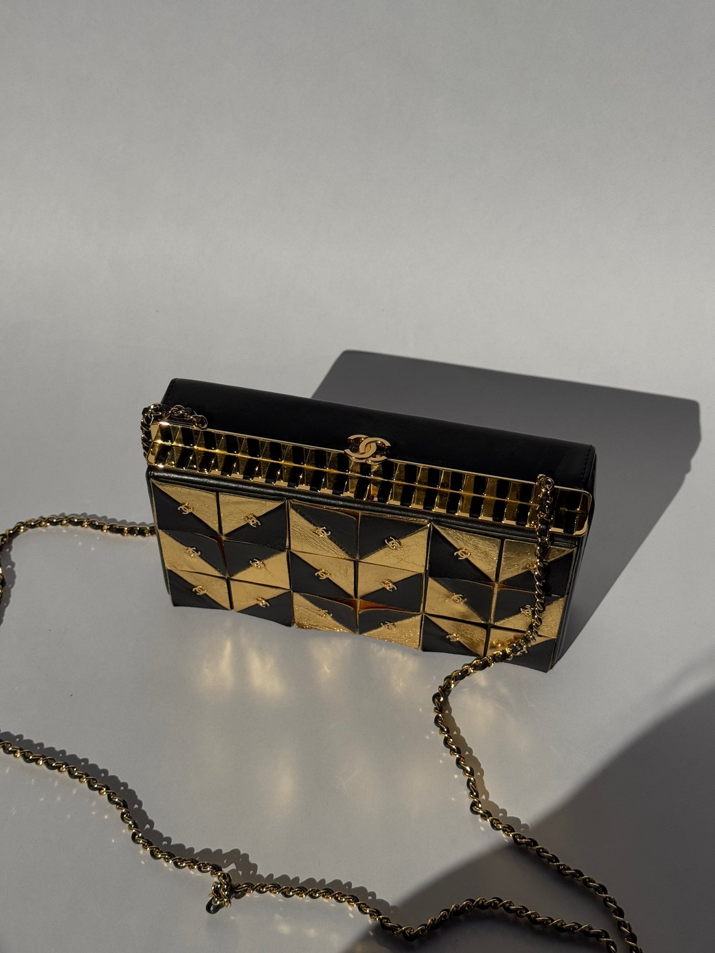 Chanel 19A Egypt Gold Lambskin Minaudière Crossbody