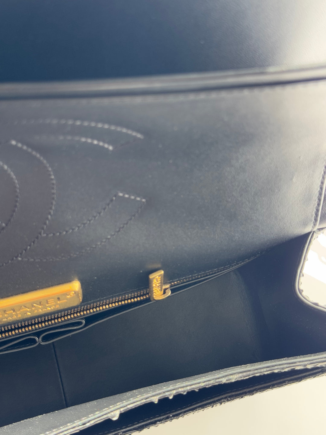 Chanel Jumbo Black Python Double Flap