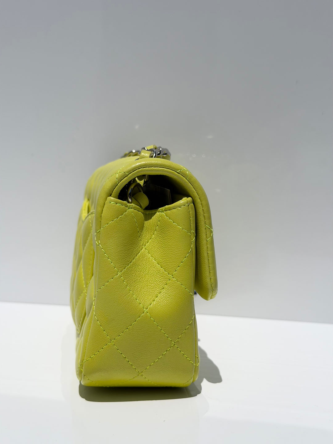 Chanel 21S Mini Classic Flap Lambskin Yellow Silver Hardware