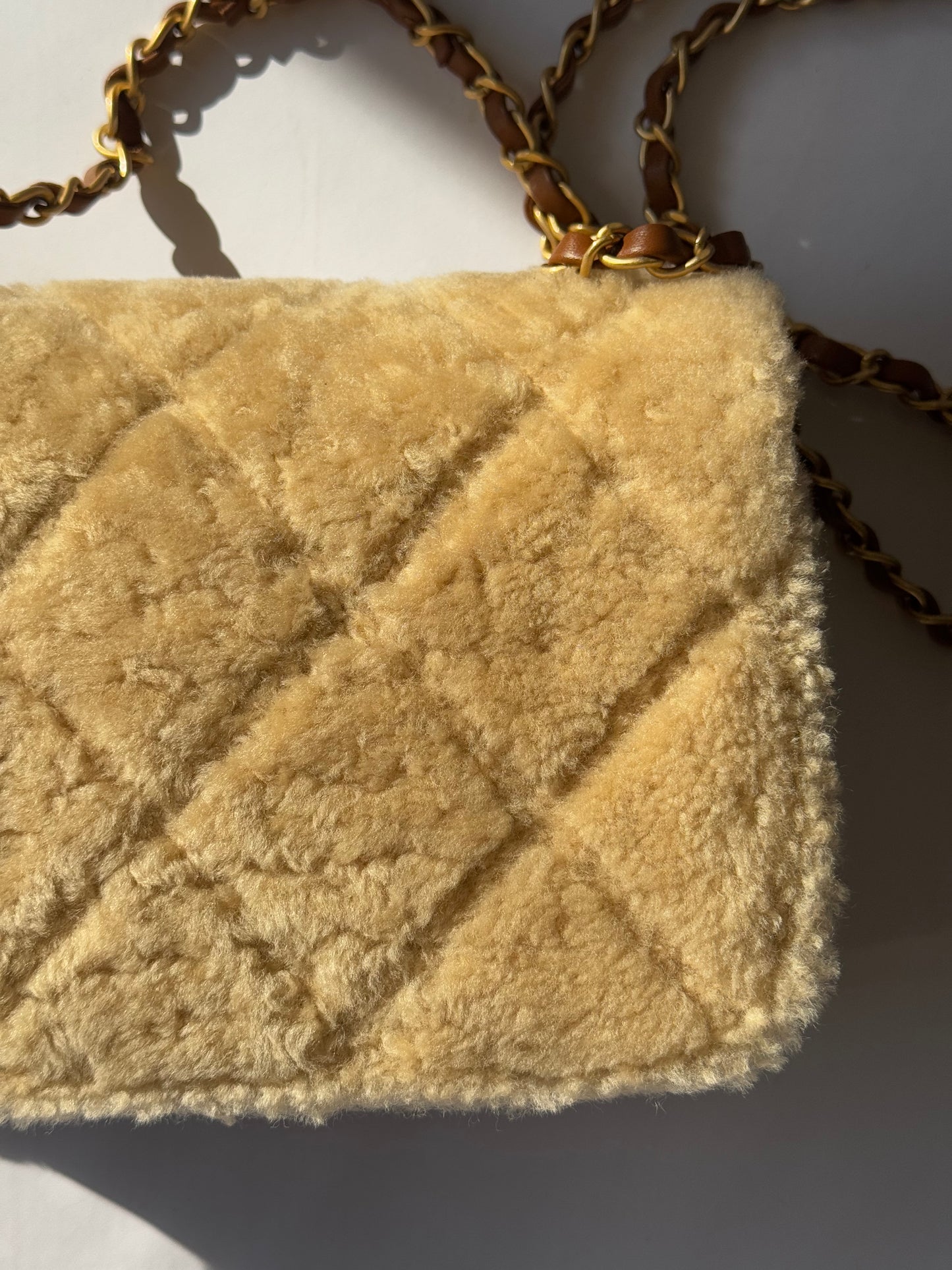 Chanel 24K Brown Shearling Medium Flap Bag