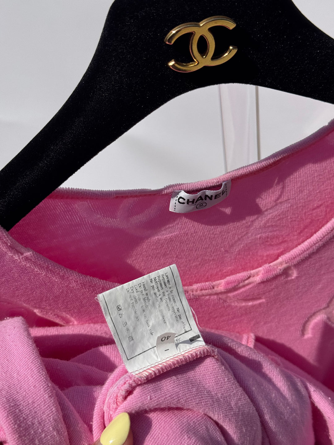 Chanel Spring 1996 Pink Velour CC Dress