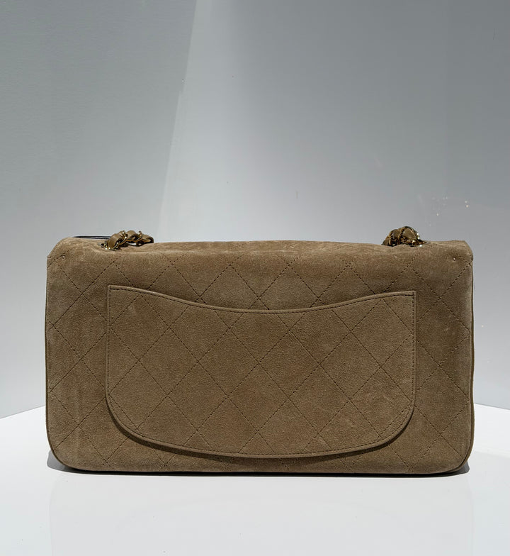 Chanel Maxi Flap Bag Beige Souplissimo Suede Calfskin Gold Tone Hardware 2026