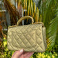 Chanel 21S Mini Metallic Gold Caviar Top Handle