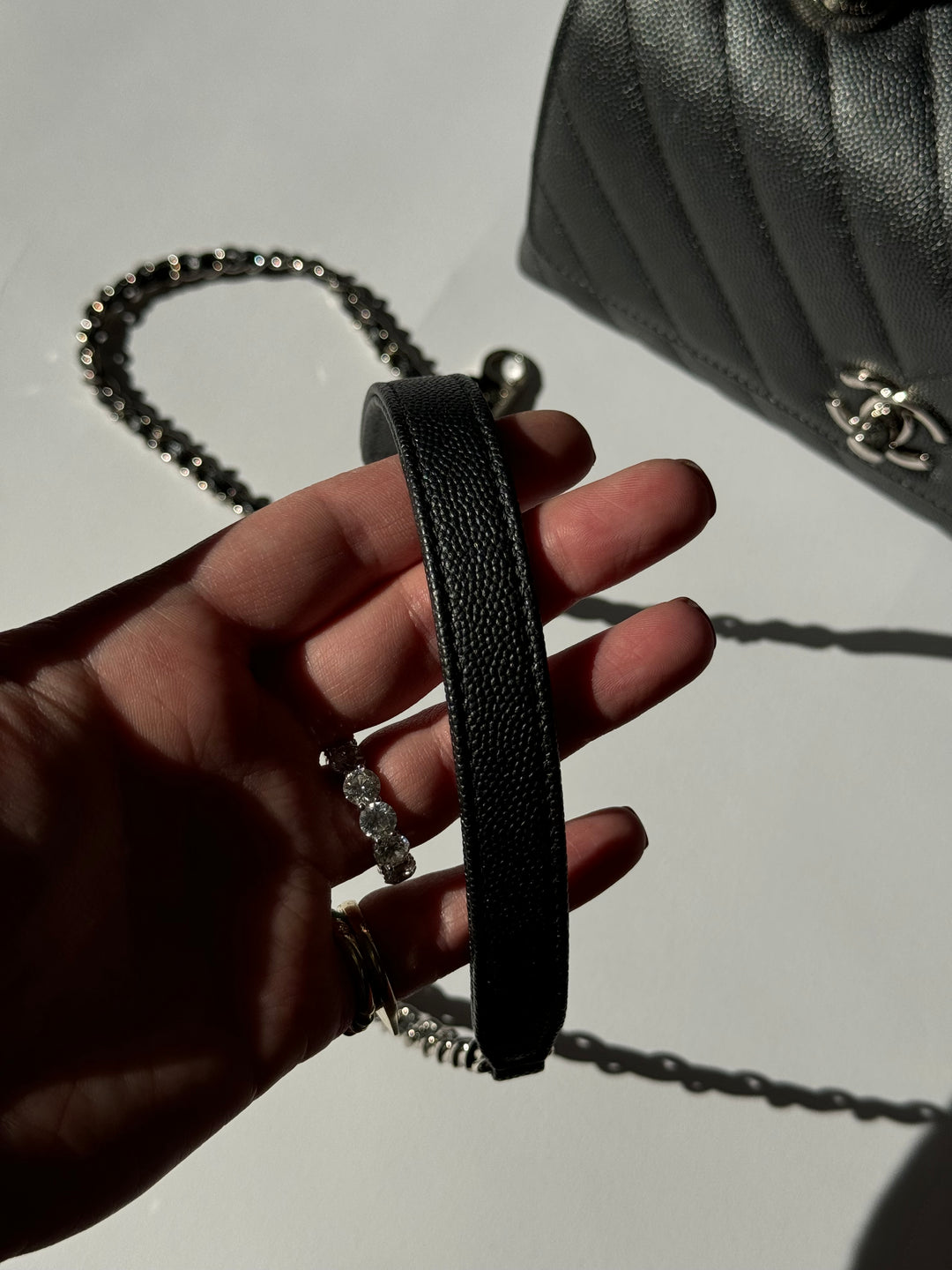 Chanel Small 19K Grey Caviar Coco