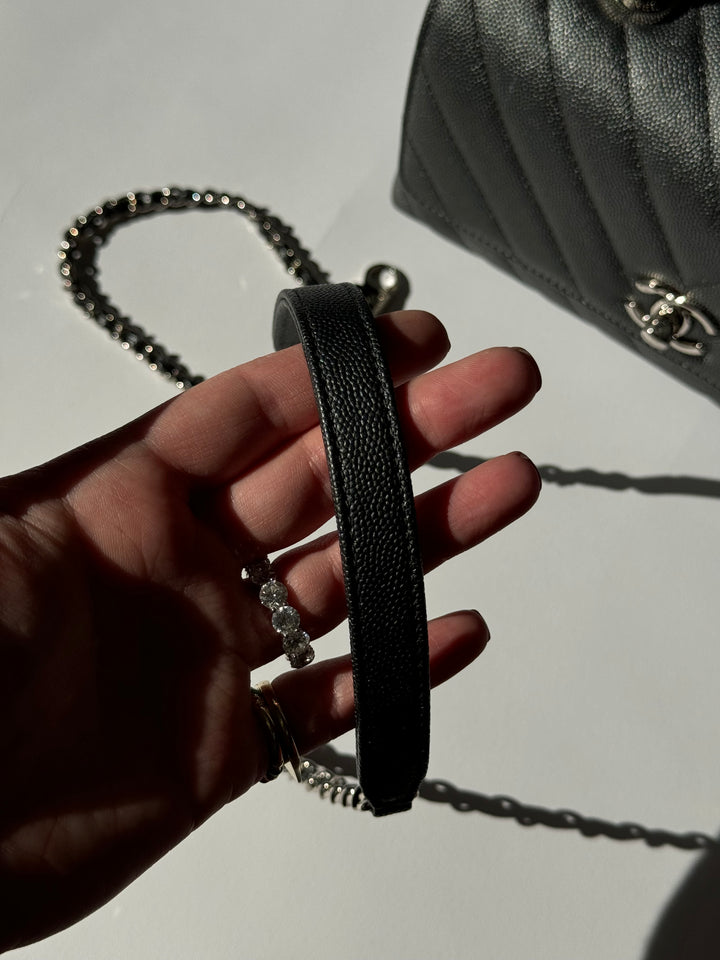 Chanel Small 19K Grey Caviar Coco
