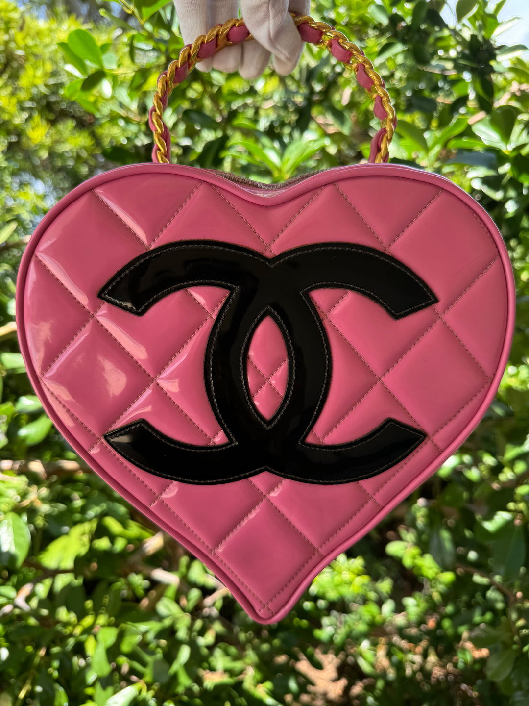 Chanel 1995 CC Pink Heart Vanity Bag