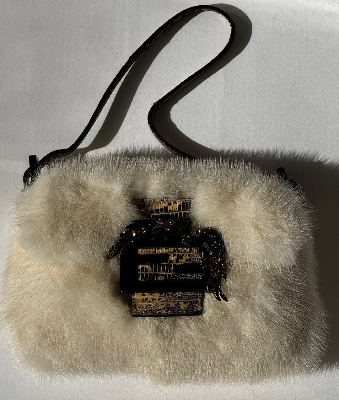 Fendi Mini Mink Fur Embellished Baguette