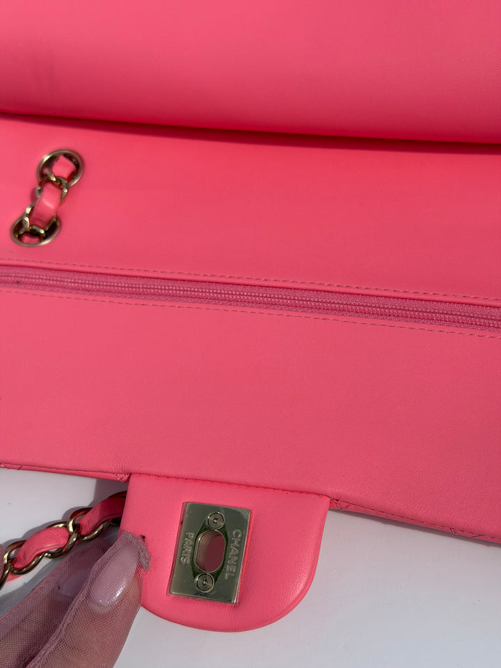 Chanel Medium Hollywood Charms Classic Flap Bag Pink Lambskin Light Gold Hardware 2024
