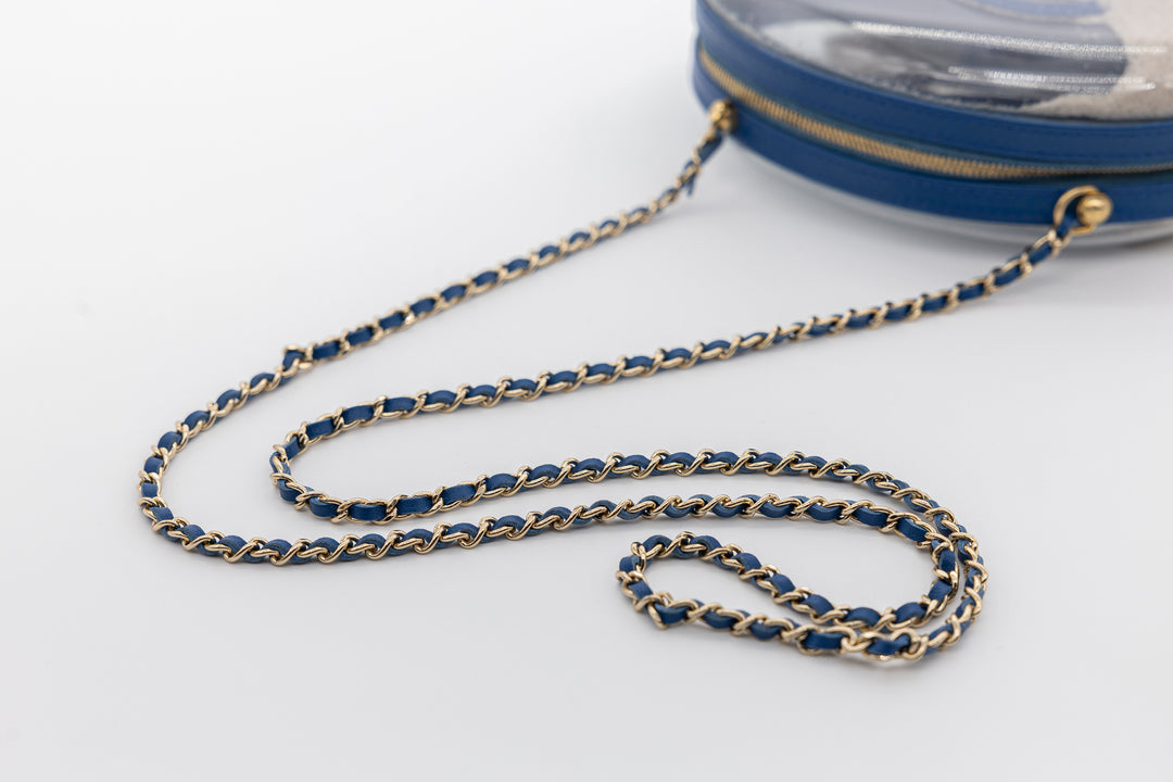 Chanel Sandbag Minaudière Blue PVC Gold Hardware 2019