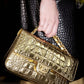 Chanel Metallic Gold Croc Embossed Medium Classic Flap Bag