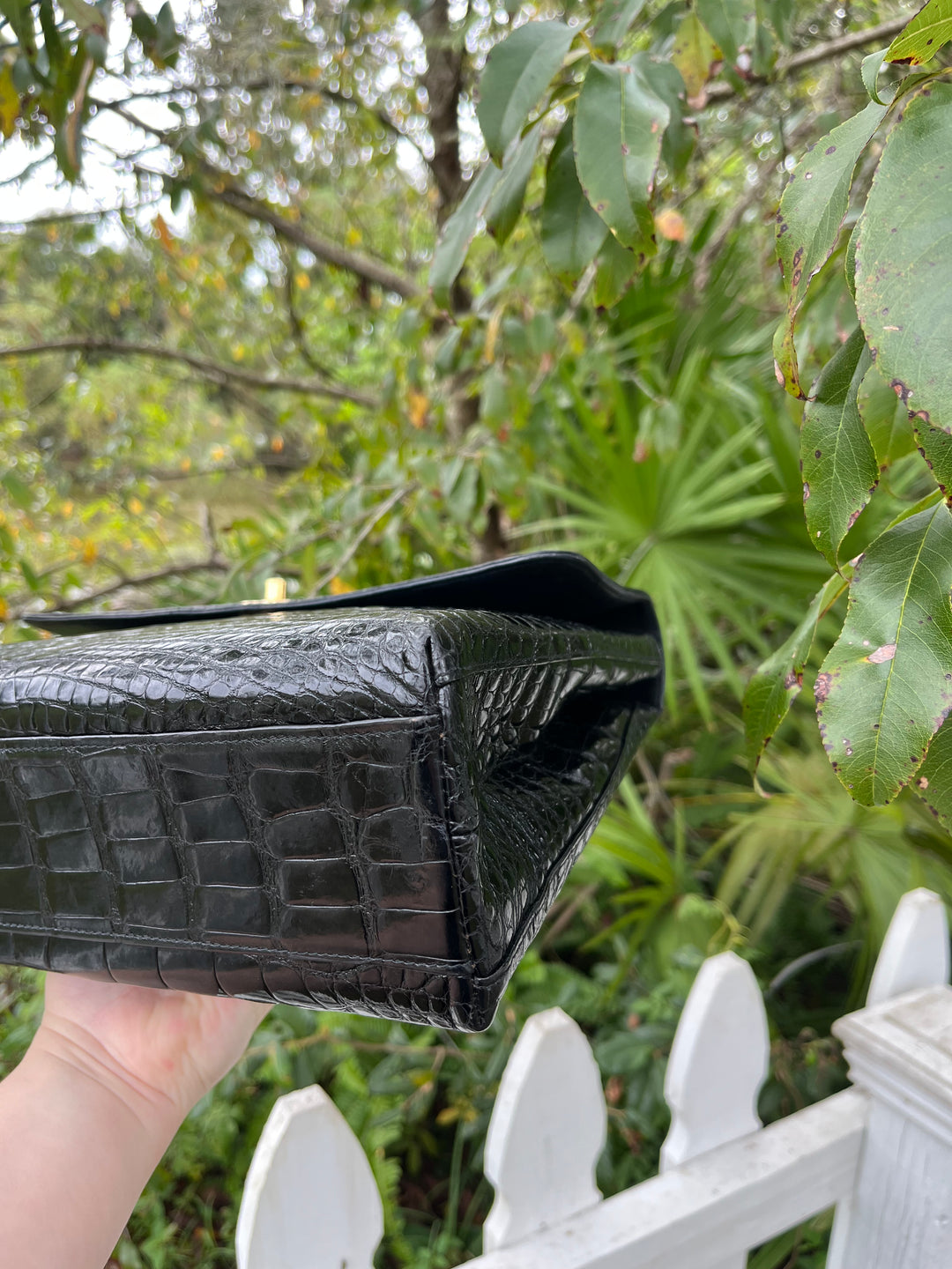 Chanel Vintage Large Crocodile Top Handle Flap Bag