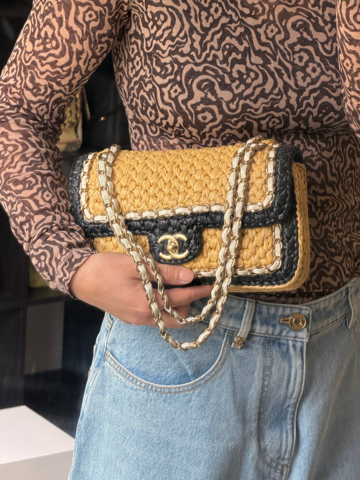Chanel 24C Venice Beach Medium Braided Raffia Flap Bag