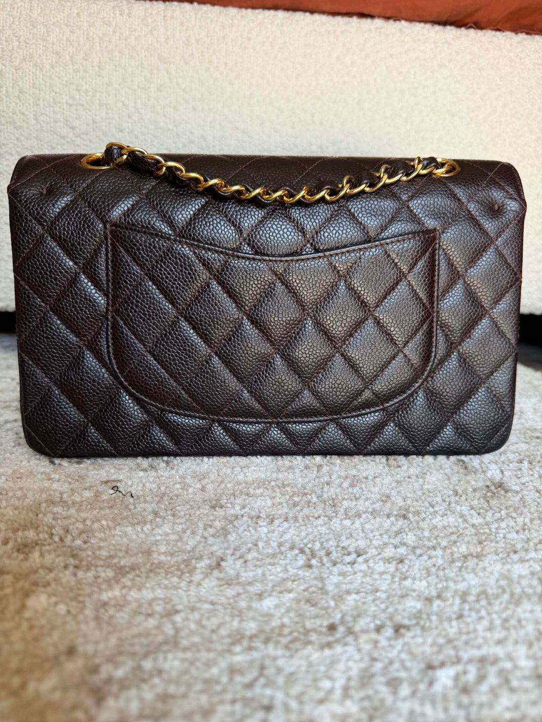 Chanel Medium Classic Flap Bag Caviar Brown 24K Plated Gold Hardware 2003