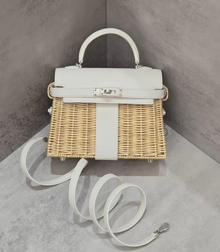 Hermes New White Mini Kelly Picnic