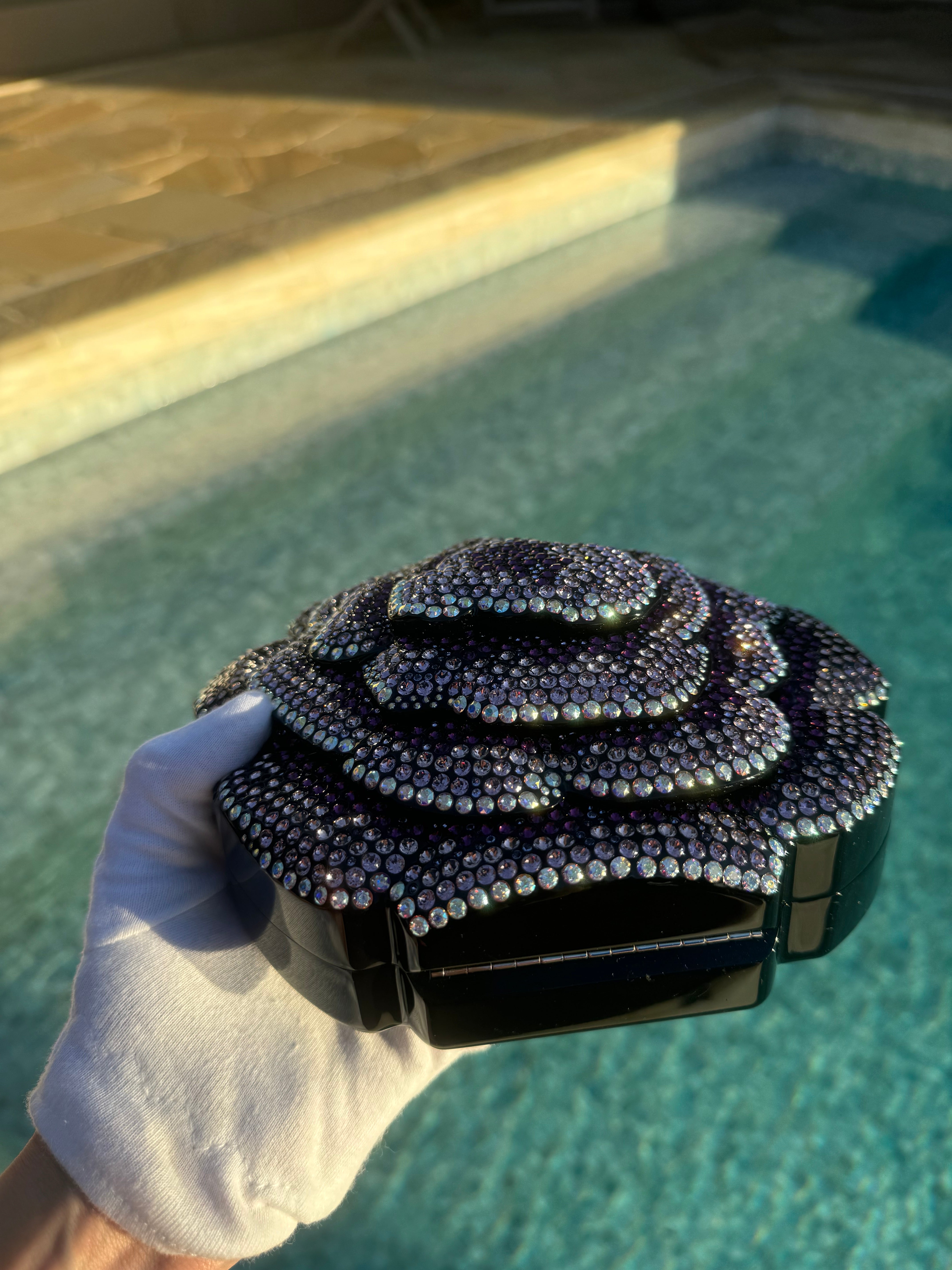 Chanel Runway Purple Strass Camelia Minaudiere – Its A Luv Story