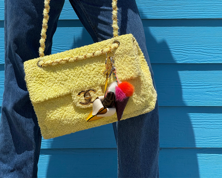 Chanel Yellow Terry Cloth Vintage Maxi Flap Bag